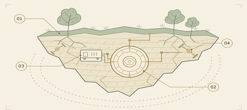 Tavola illustrata: struttura e nucleo di un’isola sospesa